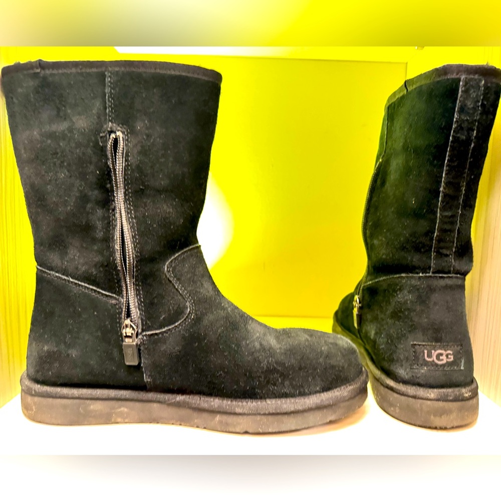 UGG Black Suede Mid-Calf Boots